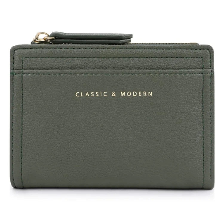 TAILIAN T2602-338 PU Leather Women Short Wallet Solid Color Folding Purse