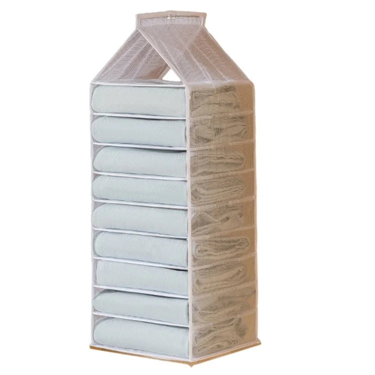 9-Shelf Hanging Wardrobe Storage Organizer Closet PVC Hanging Shelves