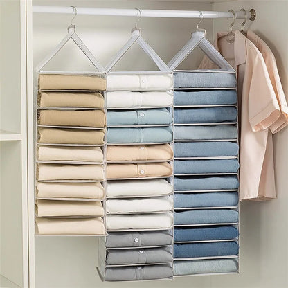 9-Shelf Hanging Wardrobe Storage Organizer Closet PVC Hanging Shelves