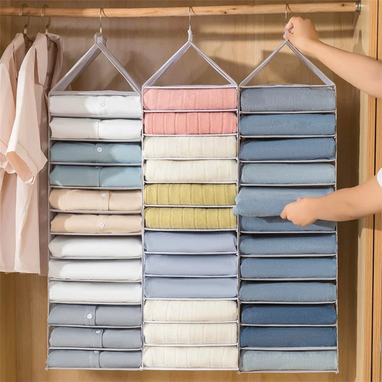 9-Shelf Hanging Wardrobe Storage Organizer Closet PVC Hanging Shelves