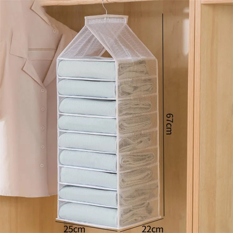 9-Shelf Hanging Wardrobe Storage Organizer Closet PVC Hanging Shelves