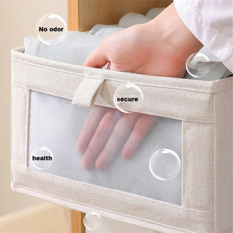 Size L Storage Box Oxford Cloth Foldable Clothes Organizer with Clear Window