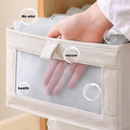 Size L Storage Box Oxford Cloth Foldable Clothes Organizer with Clear Window
