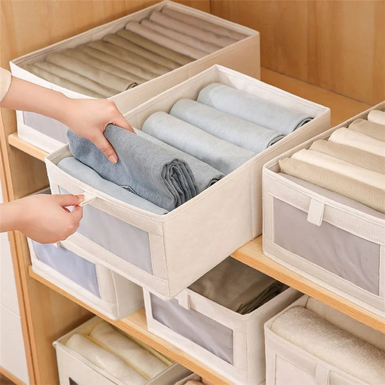 Size L Storage Box Oxford Cloth Foldable Clothes Organizer with Clear Window