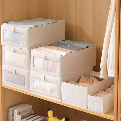 Size XL Clear Window Clothes Storage Box Oxford Cloth Closet Wardrobe Organizer