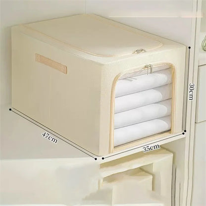 53L Oxford Cloth Steel Frame Storage Box Closet Organizer with Clear Window