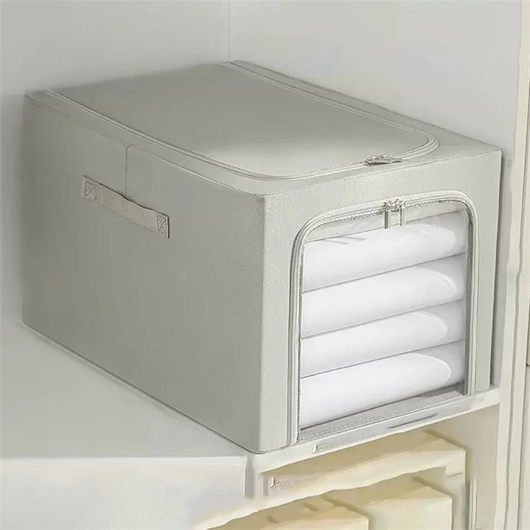 53L Oxford Cloth Steel Frame Storage Box Closet Organizer with Clear Window