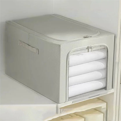 53L Oxford Cloth Steel Frame Storage Box Closet Organizer with Clear Window