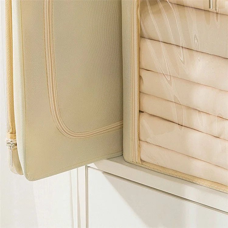 53L Oxford Cloth Steel Frame Storage Box Closet Organizer with Clear Window