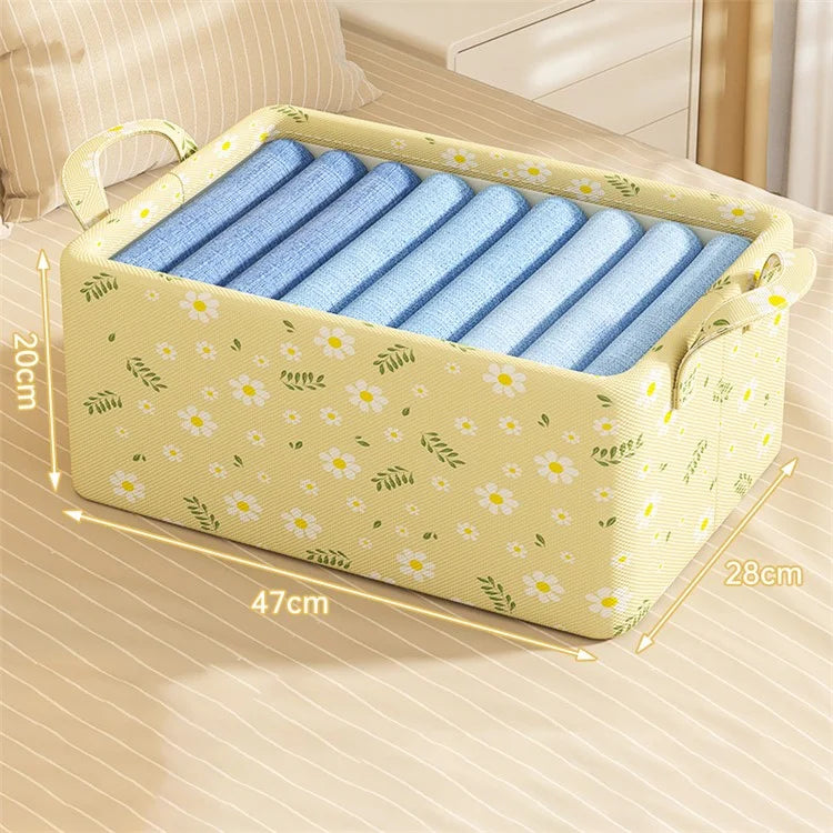 JJTZ 47 x 28 x 20cm Daisy Pattern Folding Clothes Organizer Cabinet Storage Box