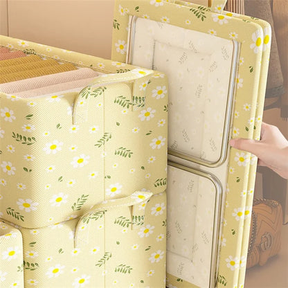 JJTZ 47 x 28 x 20cm Daisy Pattern Folding Clothes Organizer Cabinet Storage Box