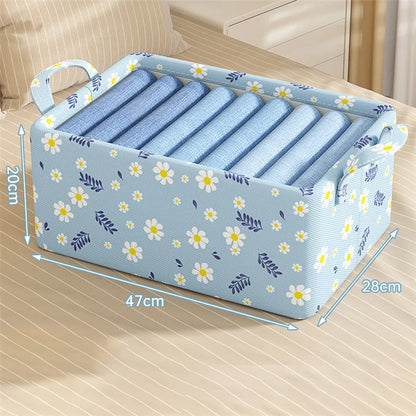 JJTZ 47 x 28 x 20cm Daisy Pattern Folding Clothes Organizer Cabinet Storage Box