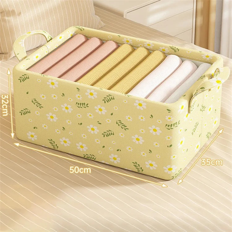 JJTZ 50 x 35 x 32cm Daisy Pattern Folding Clothes Storage Organizer Closet Container Box
