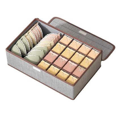 JJTZ 44 x 29 x 12.5cm 3-in-1 Drawer Style 17 Grids Storage Box with Lid for Underwear and Socks