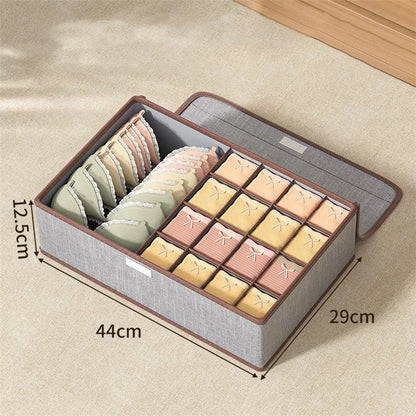 JJTZ 44 x 29 x 12.5cm 3-in-1 Drawer Style 17 Grids Storage Box with Lid for Underwear and Socks