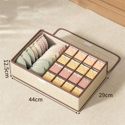 JJTZ 44 x 29 x 12.5cm 3-in-1 Drawer Style 17 Grids Storage Box with Lid for Underwear and Socks