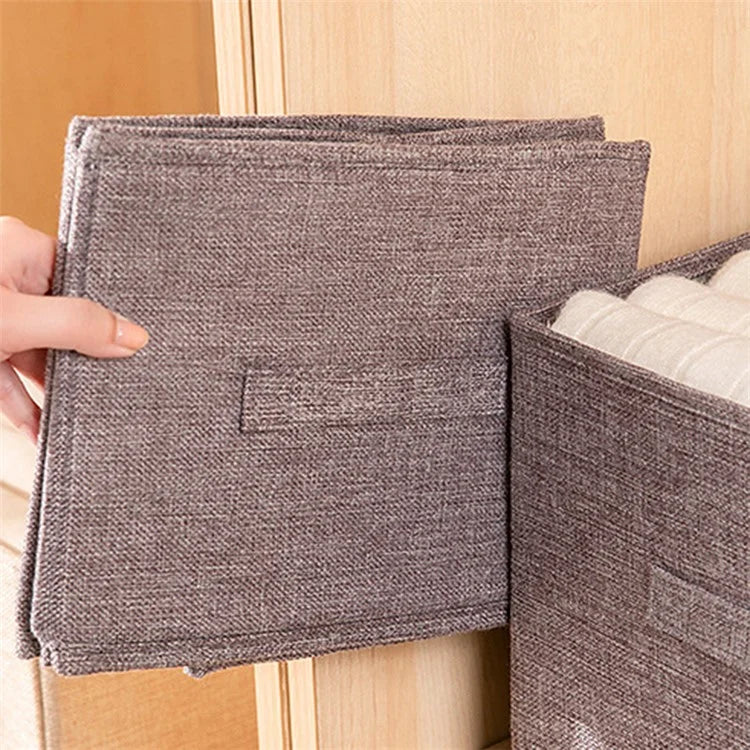 30L Imitation Linen Storage Box Washable Foldable Wardrobe Organizer