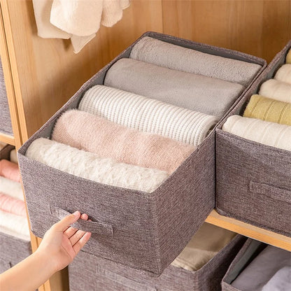 30L Imitation Linen Storage Box Washable Foldable Wardrobe Organizer