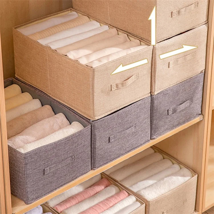 30L Imitation Linen Storage Box Washable Foldable Wardrobe Organizer