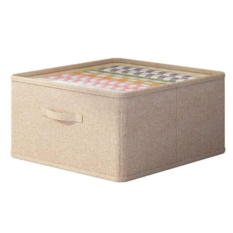 30L Imitation Linen Storage Box Washable Foldable Wardrobe Organizer