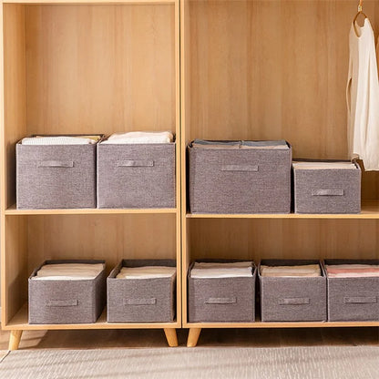 30L Imitation Linen Storage Box Washable Foldable Wardrobe Organizer