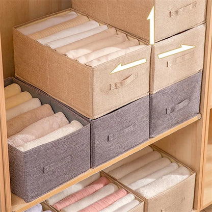 30L Imitation Linen Storage Box Washable Foldable Wardrobe Organizer