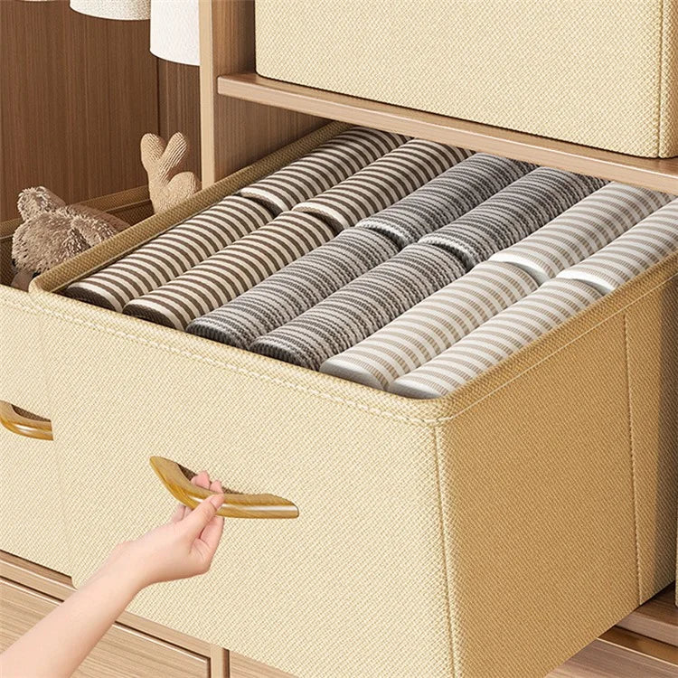 42L Collapsible Washable Storage Box Imitation Linen Organizer for Clothes Bedding