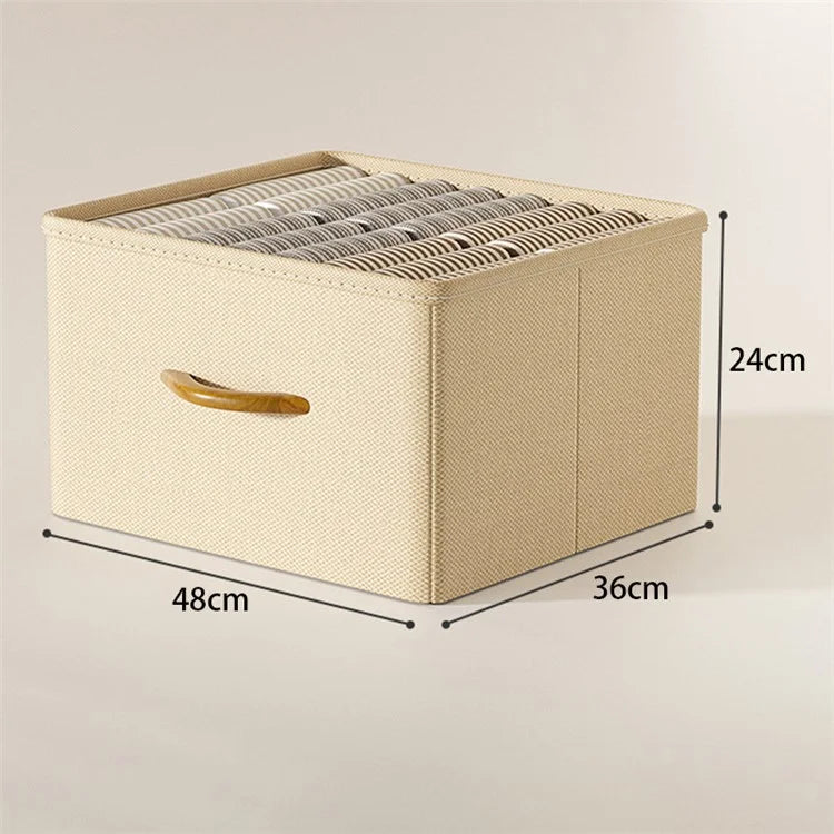 42L Collapsible Washable Storage Box Imitation Linen Organizer for Clothes Bedding