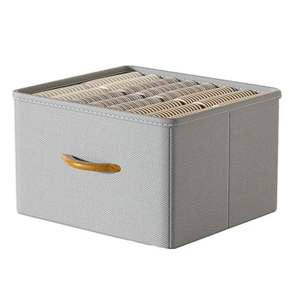 42L Collapsible Washable Storage Box Imitation Linen Organizer for Clothes Bedding