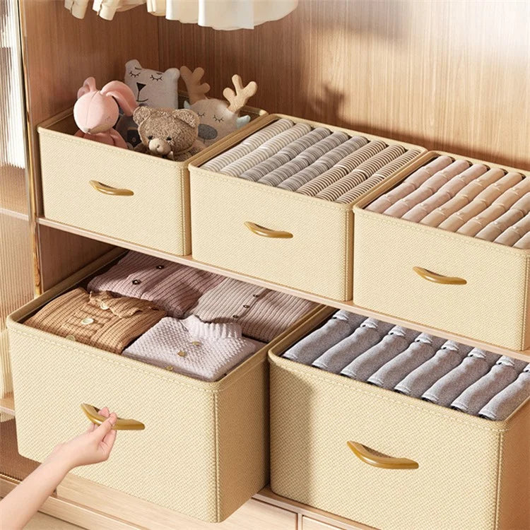 42L Collapsible Washable Storage Box Imitation Linen Organizer for Clothes Bedding
