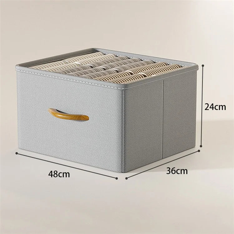 42L Collapsible Washable Storage Box Imitation Linen Organizer for Clothes Bedding