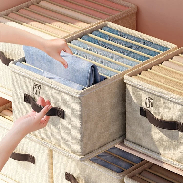 9 Grids Storage Box with Lid Clear Window Foldable Clothes Drawer Organizer