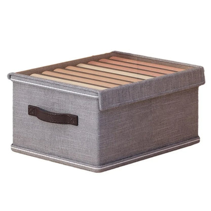 9 Grids Storage Box with Lid Clear Window Foldable Clothes Drawer Organizer