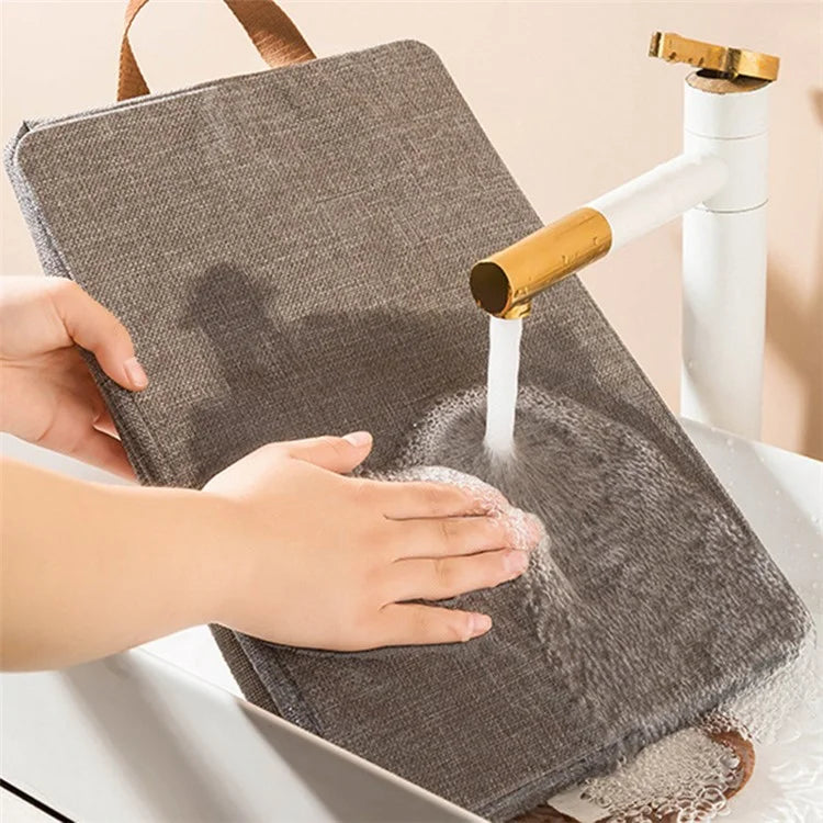 70L Imitation Linen Storage Box Wardrobe Foldable Organizer with Metal Frame