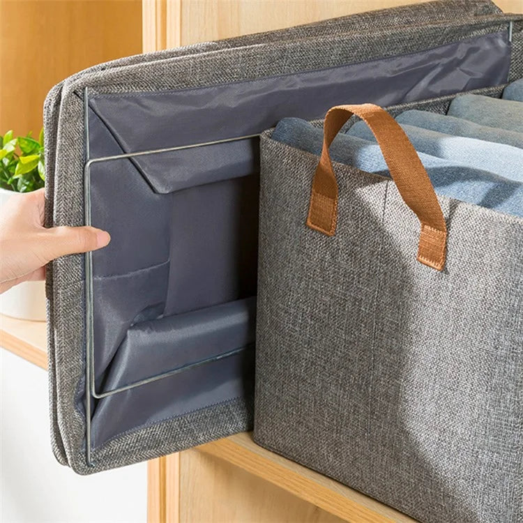 Home 26L Organizer Bag Foldable Metal+Cloth Storage Box for Clothes, Blankets