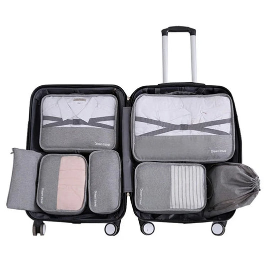 YLZ7S2017 Large Capacity Double-Layer Waterproof Cationic Travel Organizer Bag Set, 7-Piece