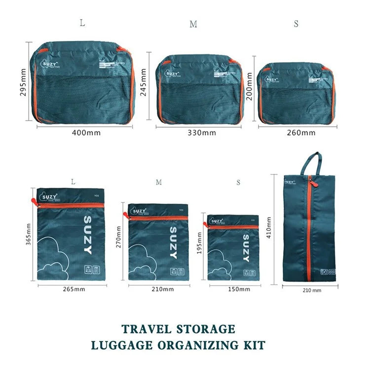 SUZY CG452 Travel Organizer Bag 7-Piece Set Clothes Storage Organizer Bag