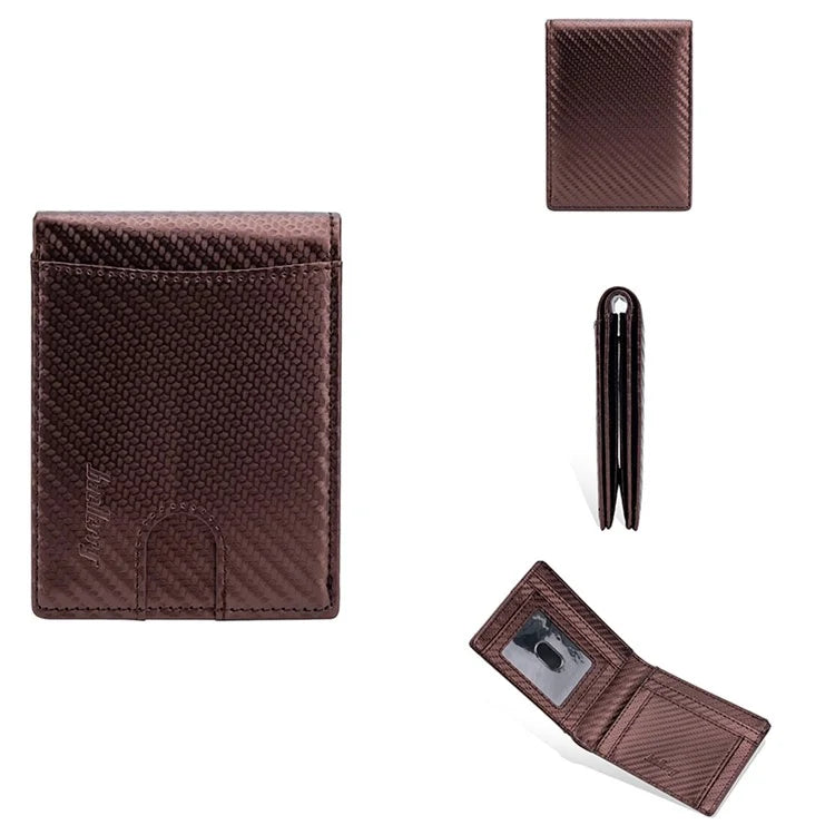 BAELLERRY K9311-K9312 RFID Blocking Bifold Leather Pocket Wallet RFID Blocking Card Bag Coin Purse Carbon Fiber