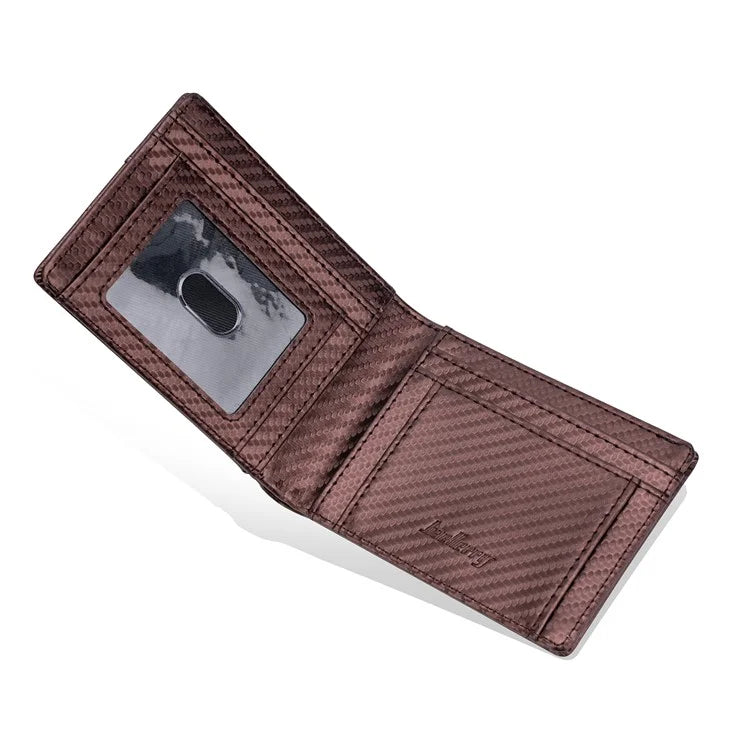 BAELLERRY K9311-K9312 RFID Blocking Bifold Leather Pocket Wallet RFID Blocking Card Bag Coin Purse Carbon Fiber