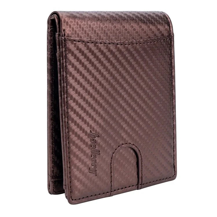 BAELLERRY K9311-K9312 RFID Blocking Bifold Leather Pocket Wallet RFID Blocking Card Bag Coin Purse Carbon Fiber