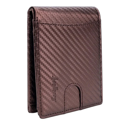 BAELLERRY K9311-K9312 RFID Blocking Bifold Leather Pocket Wallet RFID Blocking Card Bag Coin Purse Carbon Fiber