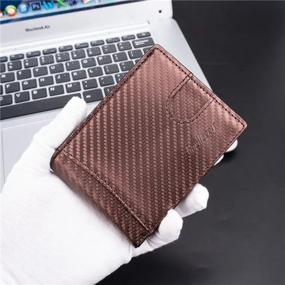 BAELLERRY K9311-K9312 RFID Blocking Bifold Leather Pocket Wallet RFID Blocking Card Bag Coin Purse Carbon Fiber