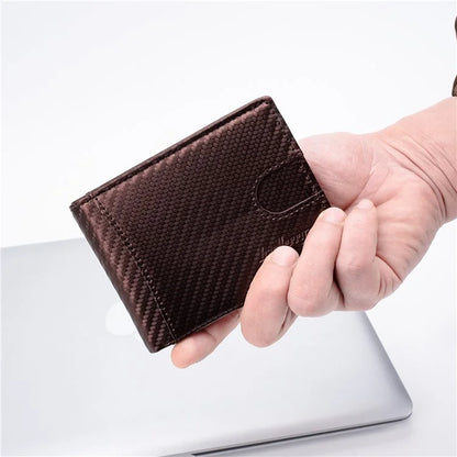 BAELLERRY K9311-K9312 RFID Blocking Bifold Leather Pocket Wallet RFID Blocking Card Bag Coin Purse Carbon Fiber