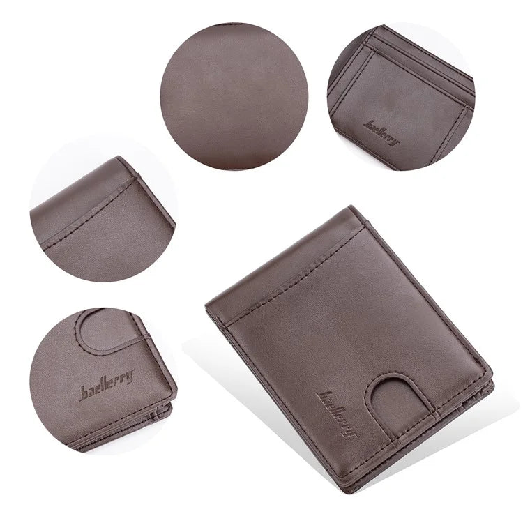 BAELLERRY K9311-K9312 RFID Blocking Bifold Leather Pocket Wallet RFID Blocking Card Bag Coin Purse Carbon Fiber