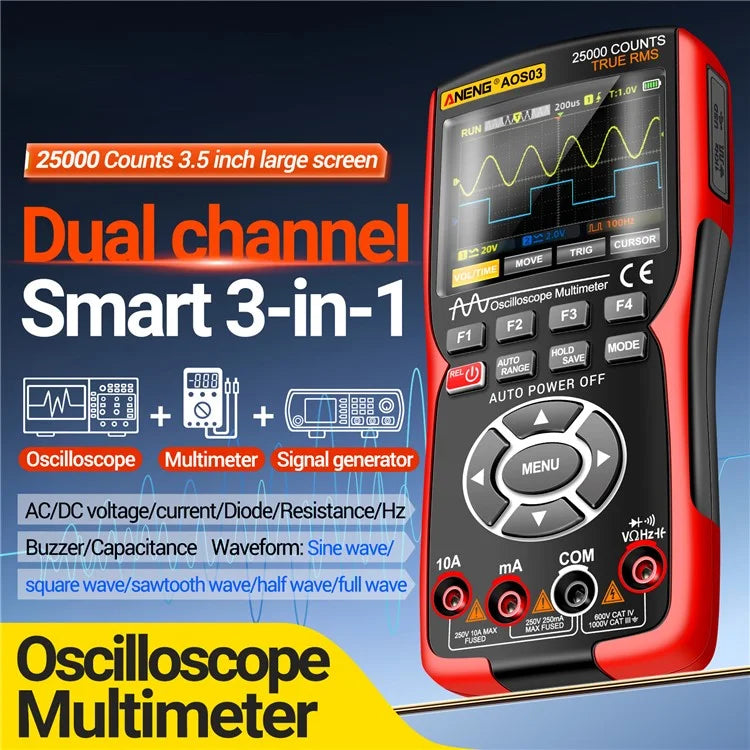ANENG AOS03 Digital Oscilloscope Multimeter Signal Generator Waveform Output Handheld Multimeter