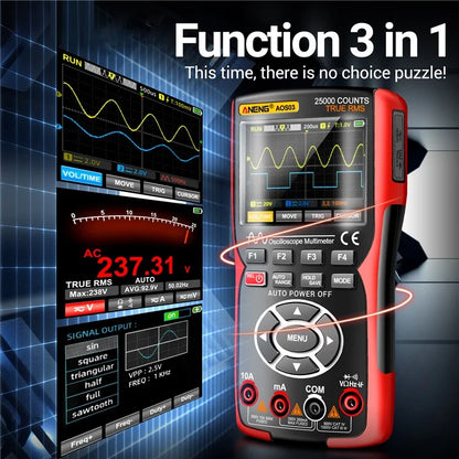 ANENG AOS03 Digital Oscilloscope Multimeter Signal Generator Waveform Output Handheld Multimeter
