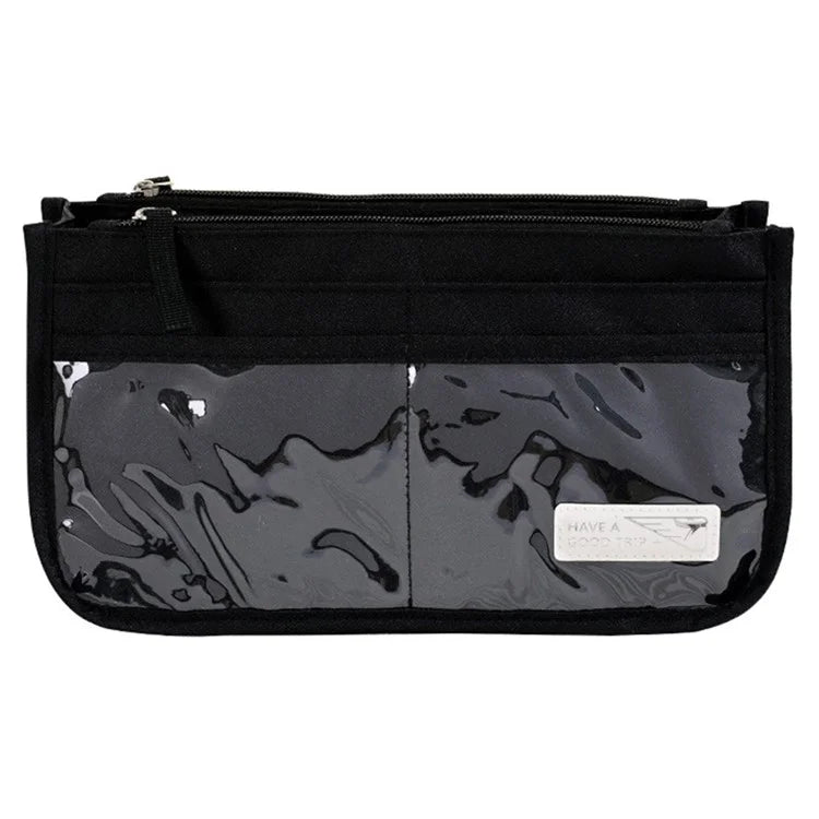 Handheld Makeup Bag Polyester Travel Wash Bag Pouch with Multiple Compartments