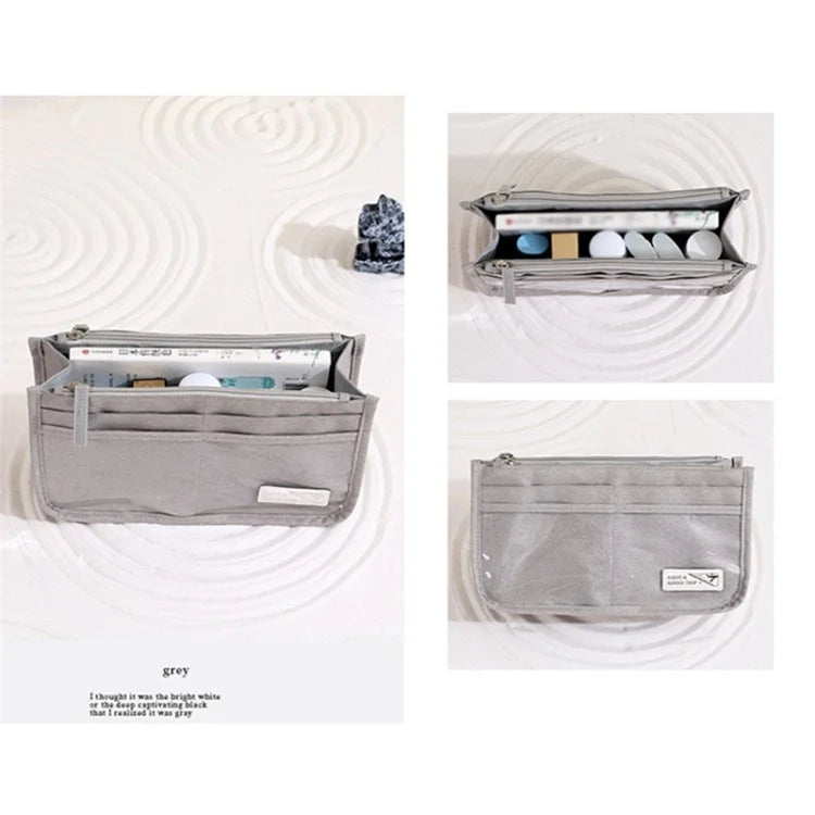 Handheld Makeup Bag Polyester Travel Wash Bag Pouch with Multiple Compartments