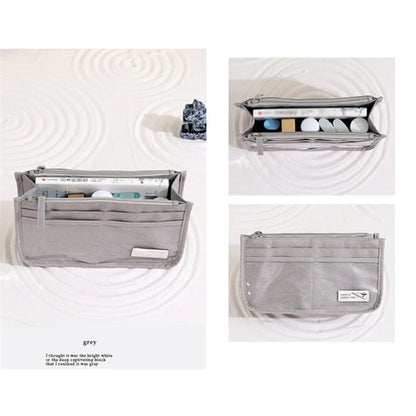 Handheld Makeup Bag Polyester Travel Wash Bag Pouch with Multiple Compartments