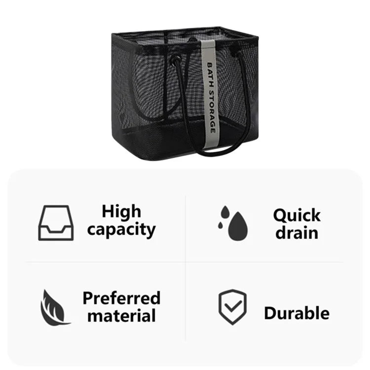 Bath Shampoo Organizer Handbag Polyester Fiber Mesh Shower Tote Bag (Short Type)